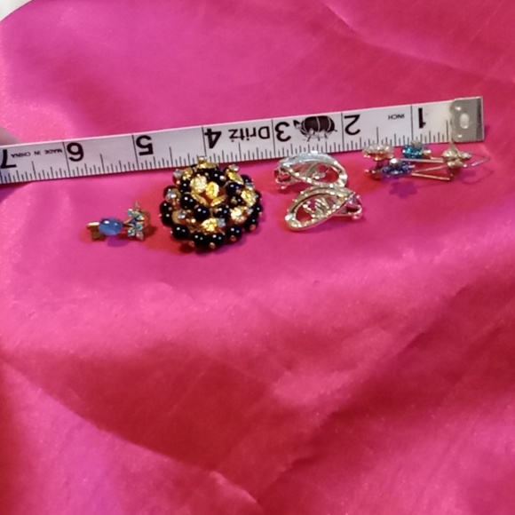 Lot Of Vintage Jewelry Coro Austria Brooch Earrings Rhinestones - Picture 10 of 10